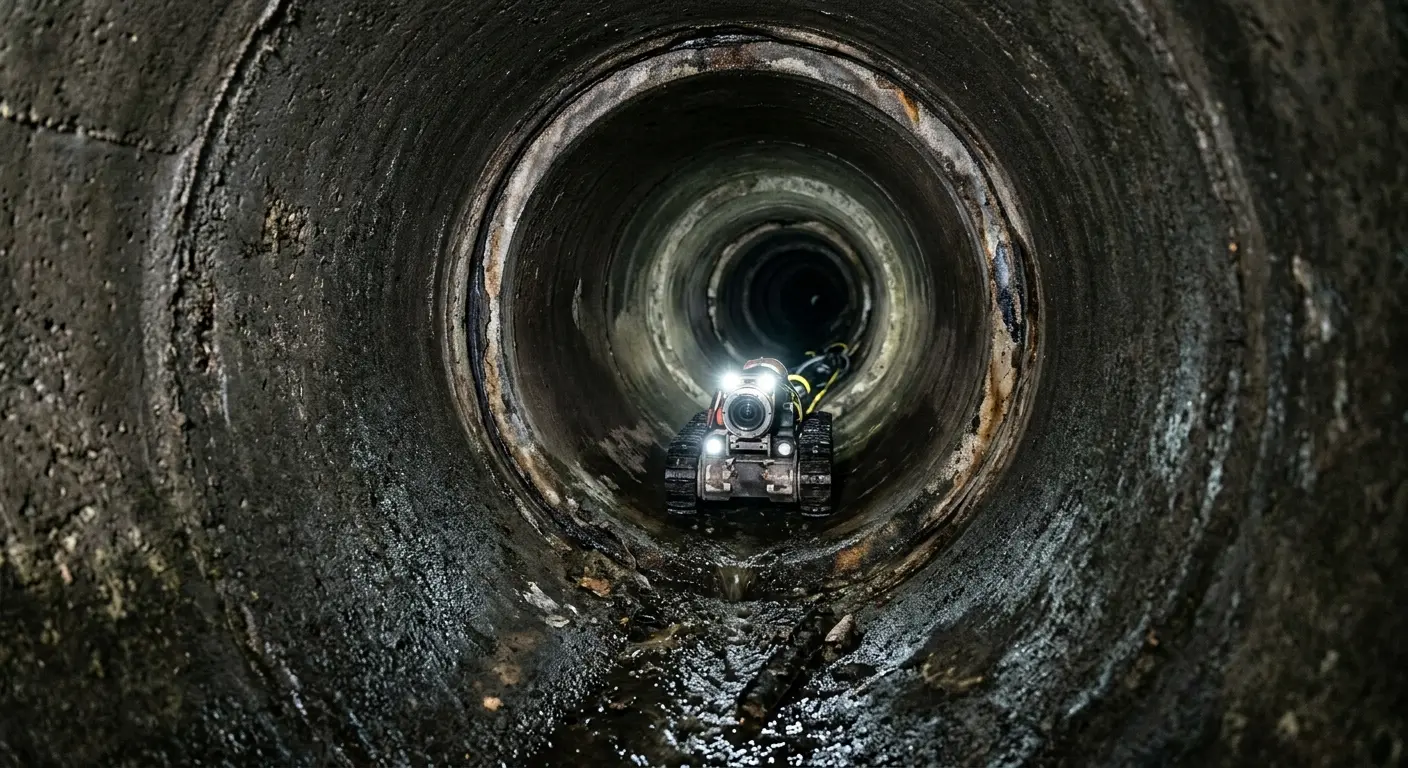 Robotic sewer camera inspecting pipe interior for Drain Snake Service in Paris